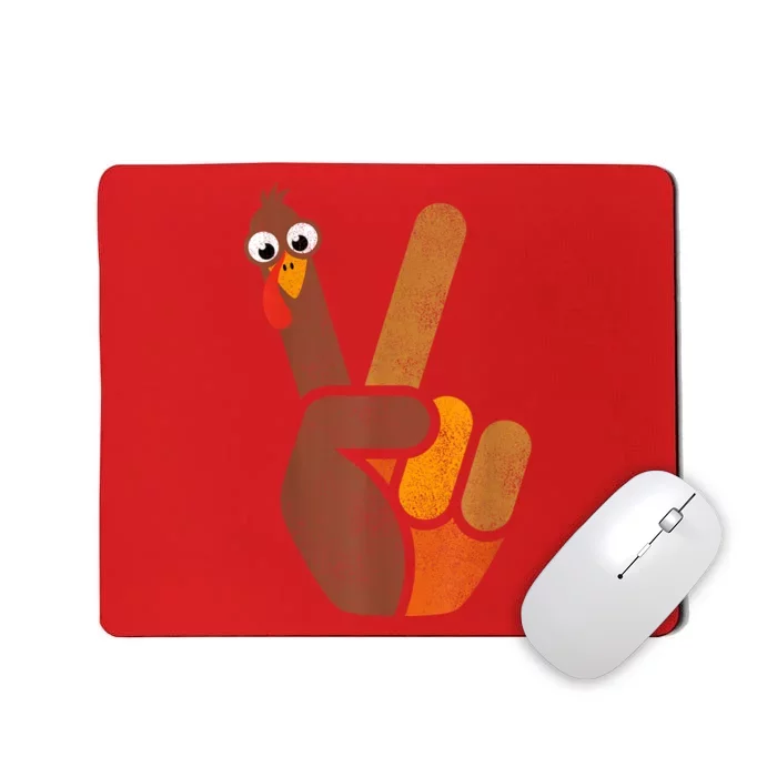 Turkey Hippie Peace Sign Graphic Fall Funny Thanksgiving Mousepad