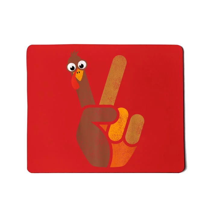 Turkey Hippie Peace Sign Graphic Fall Funny Thanksgiving Mousepad