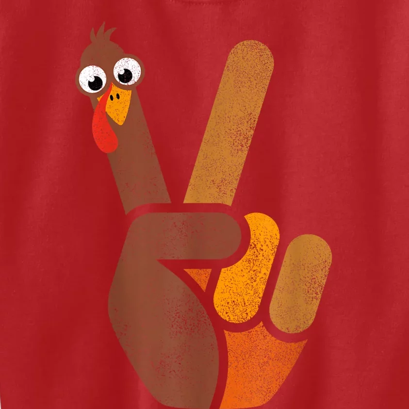 Turkey Hippie Peace Sign Graphic Fall Funny Thanksgiving Kids Sweatshirt