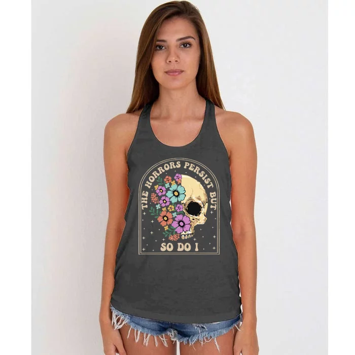 The Horrors Persist But So Do I Women's Knotted Racerback Tank