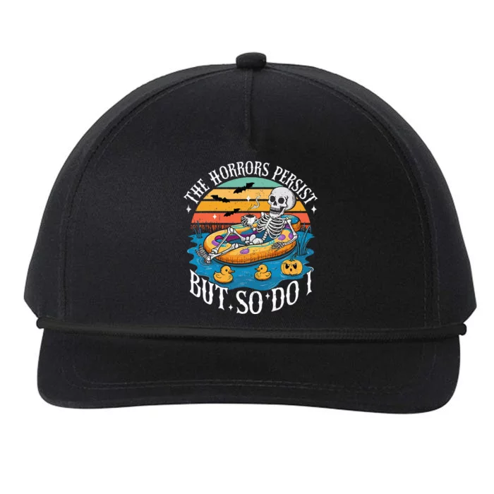 The Horrors Persist But So Do I Humor Skeleton Coffee Lover Snapback Five-Panel Rope Hat