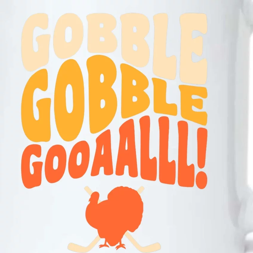 Thanksgiving Hockey Player Ice Hockey Gobble Goal Black Color Changing Mug