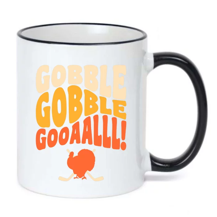 Thanksgiving Hockey Player Ice Hockey Gobble Goal Black Color Changing Mug