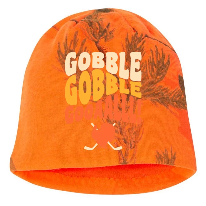 Thanksgiving Hockey Player Ice Hockey Gobble Goal Kati - Camo Knit Beanie