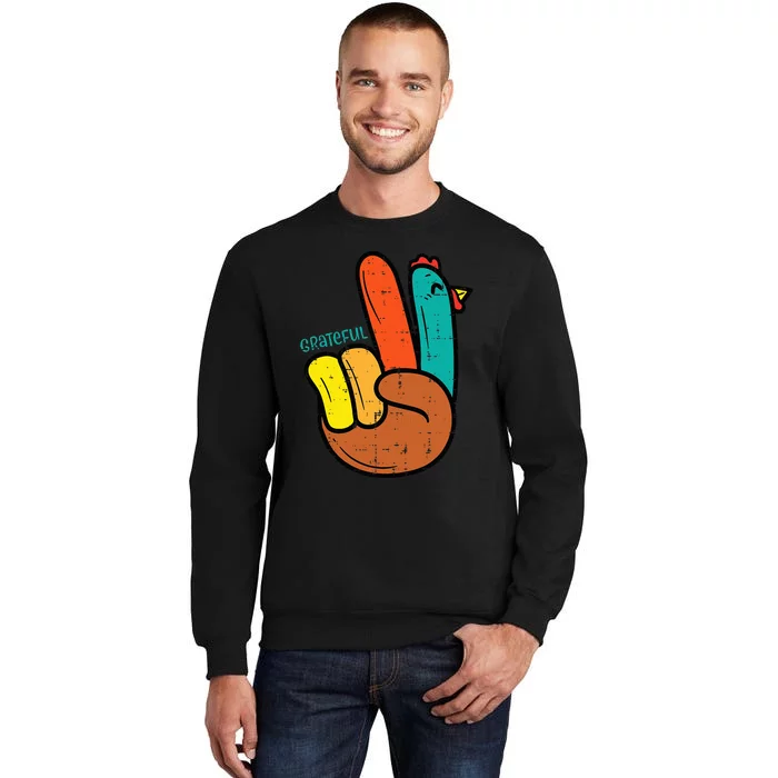 Thanksgiving Hippi Peace Hand Turkey Festive Sweatshirt