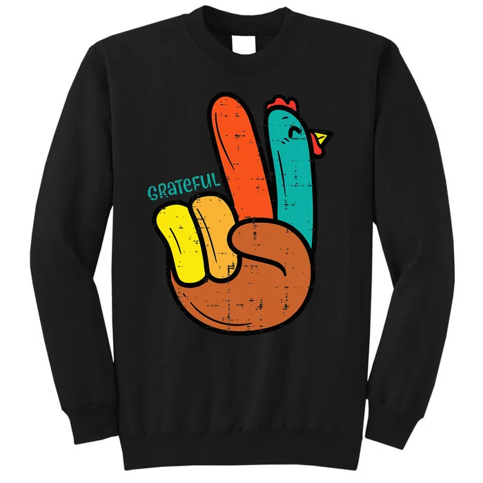 Thanksgiving Hippi Peace Hand Turkey Festive Sweatshirt