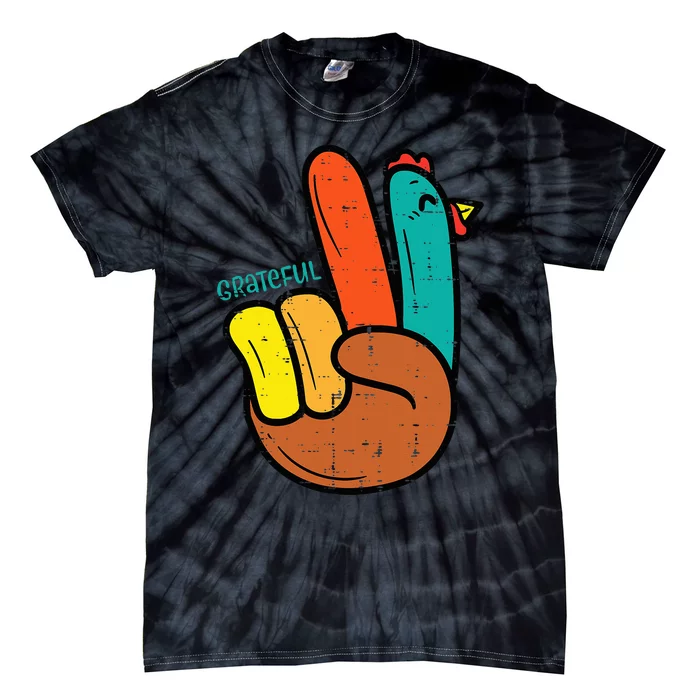 Thanksgiving Hippi Peace Hand Turkey Festive Tie-Dye T-Shirt