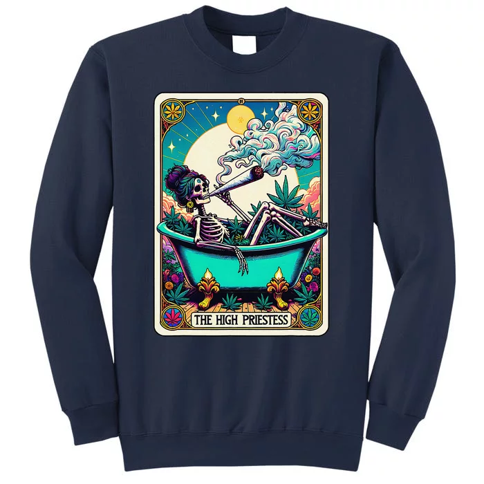 The High Priest.Ess Retro Skeleton Marijuana Weed Tarot Card Sweatshirt