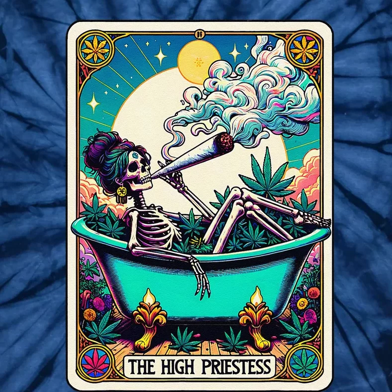 The High Priest.Ess Retro Skeleton Marijuana Weed Tarot Card Tie-Dye T-Shirt