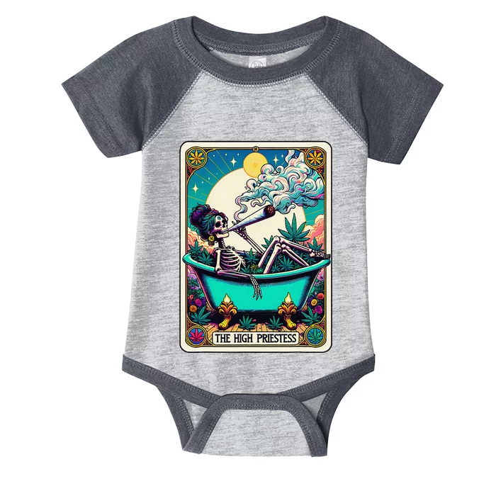 The High Priest.Ess Retro Skeleton Marijuana Weed Tarot Card Infant Baby Jersey Bodysuit