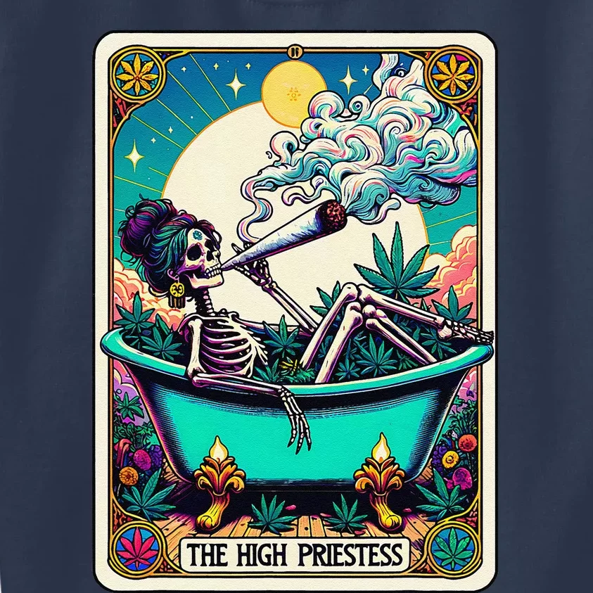 The High Priest.Ess Retro Skeleton Marijuana Weed Tarot Card Kids Sweatshirt