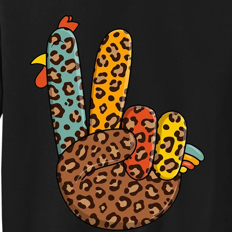 Thanksgiving Hippie Peace Sign Turkey Hand - Cool and Groovy Tall Sweatshirt