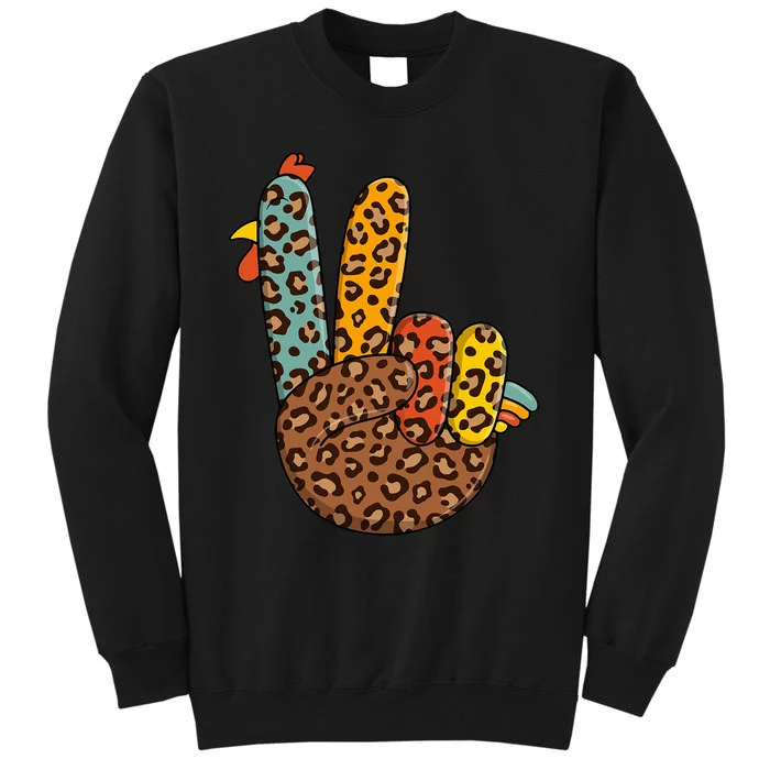 Thanksgiving Hippie Peace Sign Turkey Hand - Cool and Groovy Tall Sweatshirt