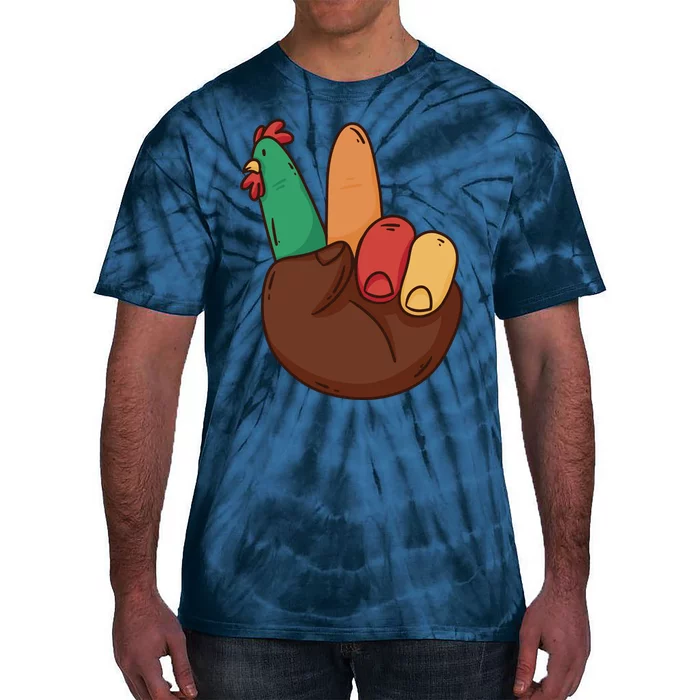 Turkey Hand Peace Sign Holiday Tie-Dye T-Shirt