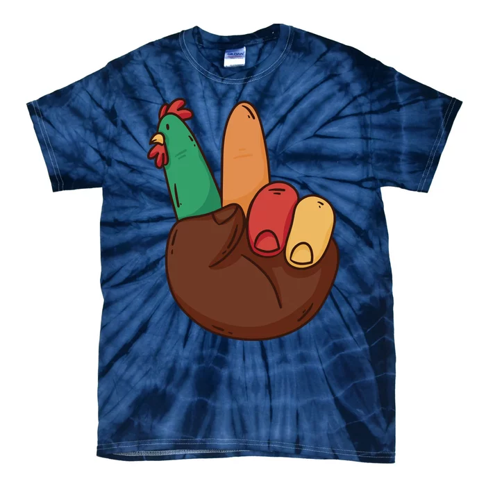 Turkey Hand Peace Sign Holiday Tie-Dye T-Shirt