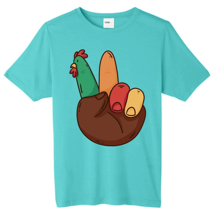 Turkey Hand Peace Sign Holiday ChromaSoft Performance T-Shirt