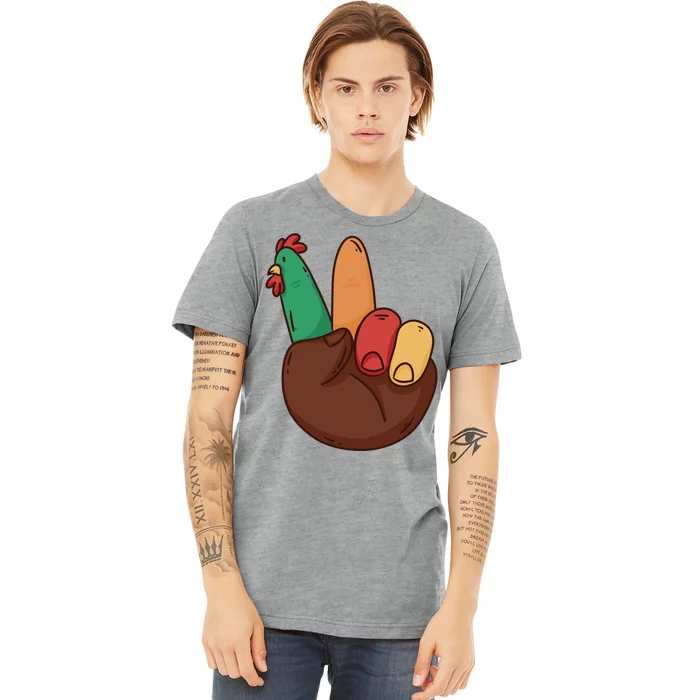 Turkey Hand Peace Sign Holiday Premium T-Shirt