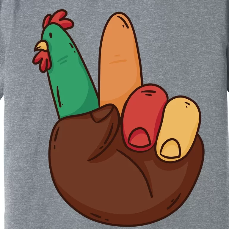 Turkey Hand Peace Sign Holiday Premium T-Shirt