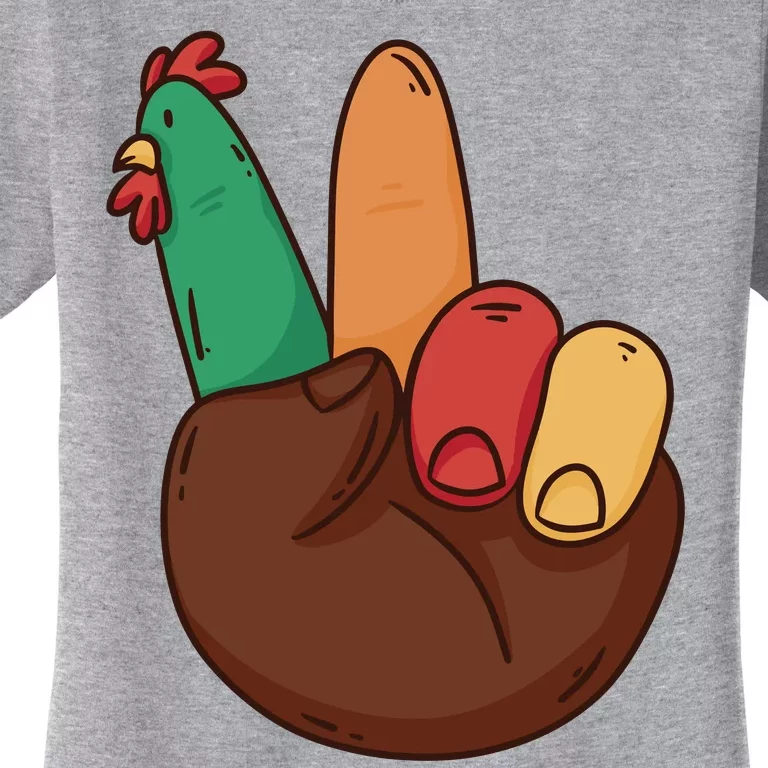 Turkey Hand Peace Sign Holiday Women's T-Shirt