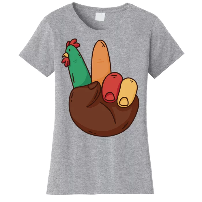 Turkey Hand Peace Sign Holiday Women's T-Shirt