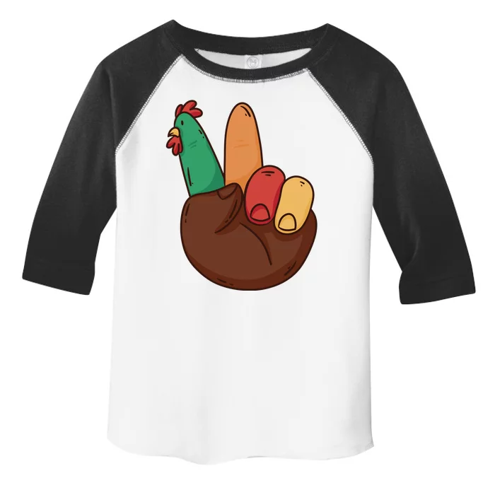 Turkey Hand Peace Sign Holiday Toddler Fine Jersey T-Shirt