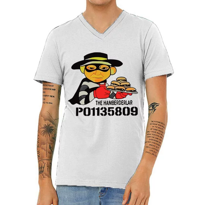 The Hamberderlar P01135809 Trump Mugshot V-Neck T-Shirt