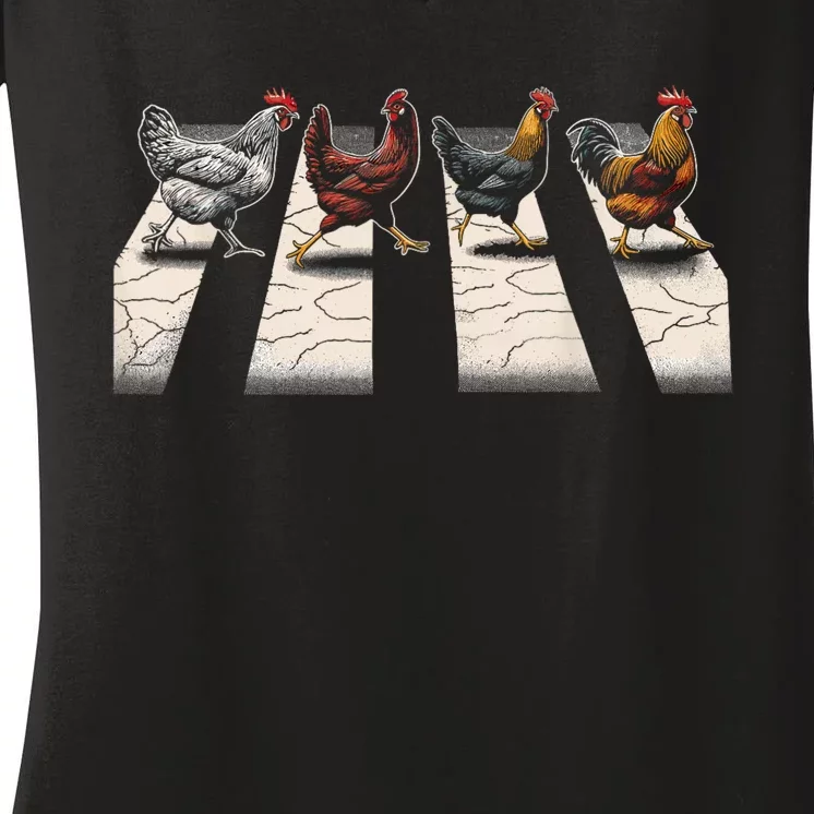 The Hens Retro Chicken Gifts Funny Chicken Women's V-Neck T-Shirt