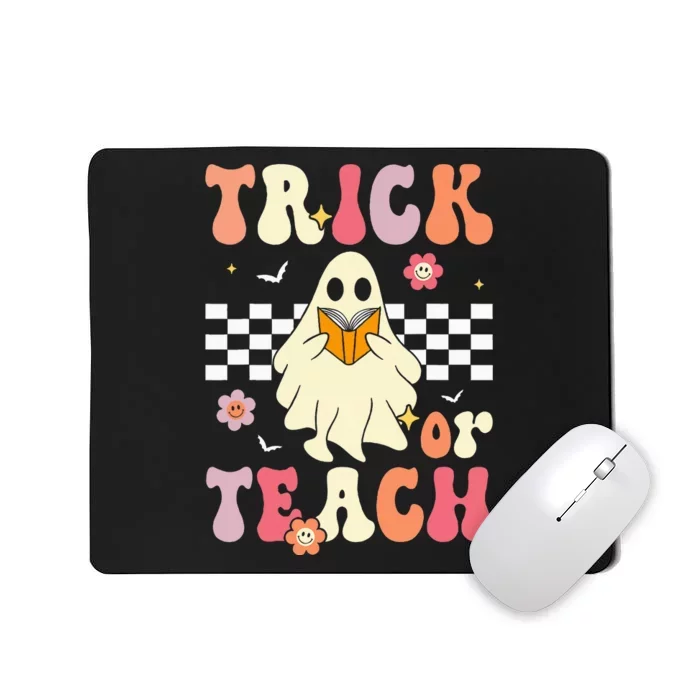 Teacher Halloween Retro Trick Or Teach Floral Ghost Mousepad