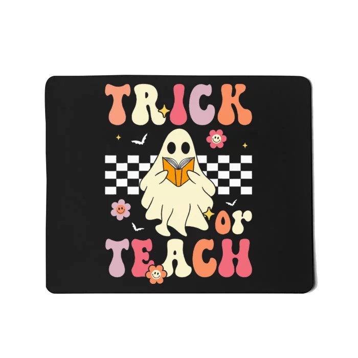 Teacher Halloween Retro Trick Or Teach Floral Ghost Mousepad