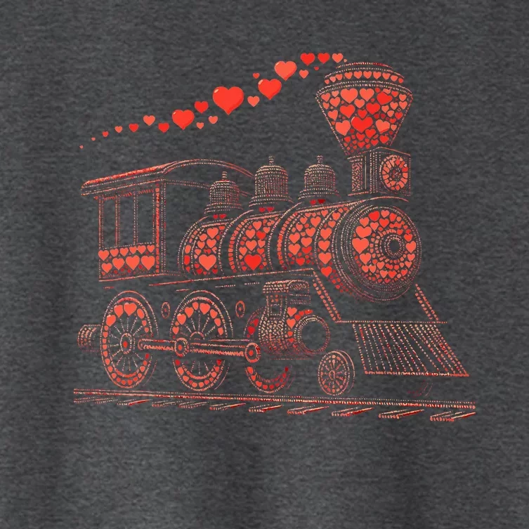 Train Heart Railroad Train Valentine Women's Crop Top Tee