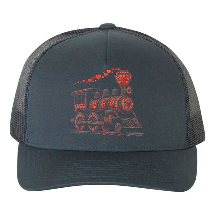 Train Heart Railroad Train Valentine Yupoong Adult 5-Panel Trucker Hat