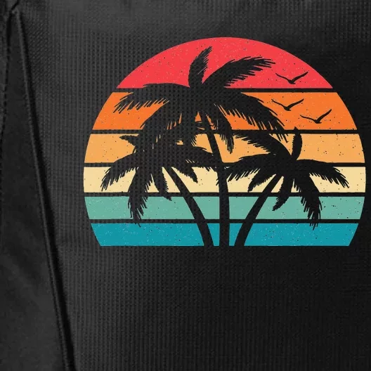 Tropical Hawaiian Retro Palm Tree Sunset Hawaii Beach City Backpack