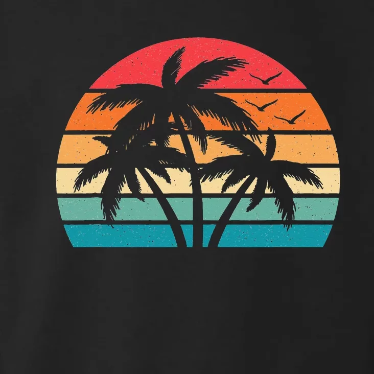 Tropical Hawaiian Retro Palm Tree Sunset Hawaii Beach Toddler Hoodie