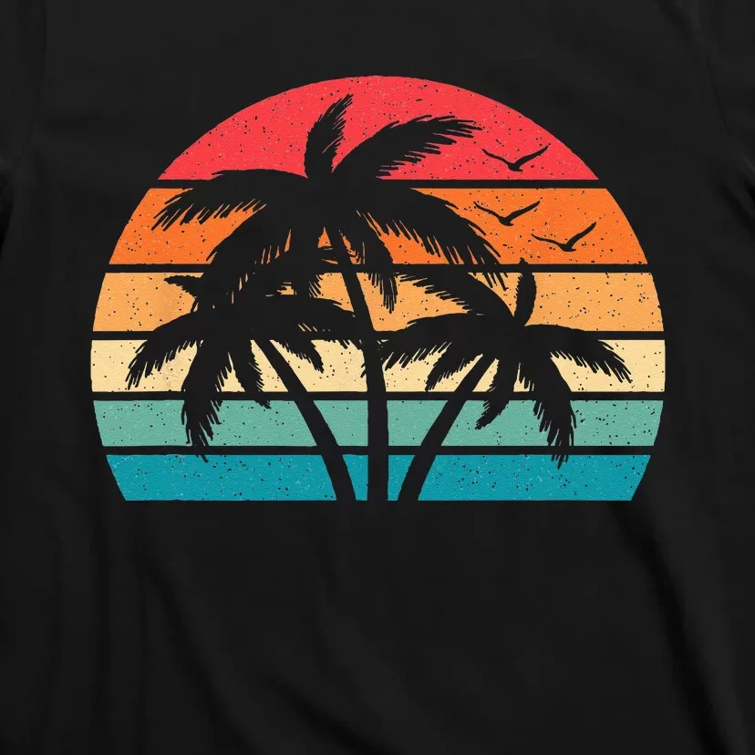 Tropical Hawaiian Retro Palm Tree Sunset Hawaii Beach T-Shirt