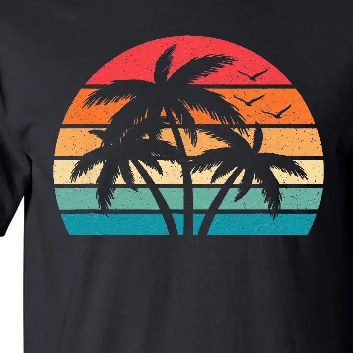 Tropical Hawaiian Retro Palm Tree Sunset Hawaii Beach Tall T-Shirt