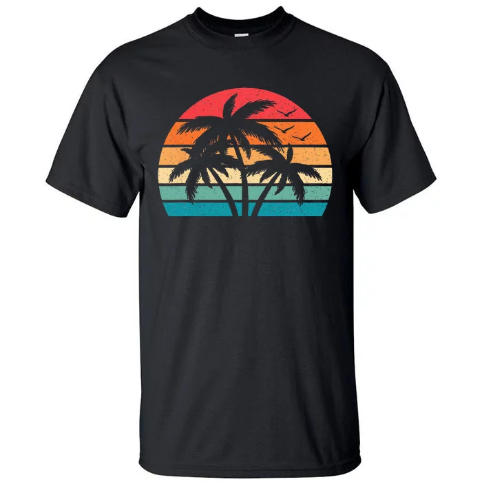 Tropical Hawaiian Retro Palm Tree Sunset Hawaii Beach Tall T-Shirt