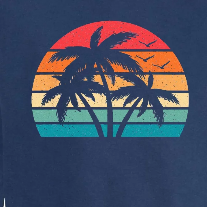 Tropical Hawaiian Retro Palm Tree Sunset Hawaii Beach Garment-Dyed Sweatshirt