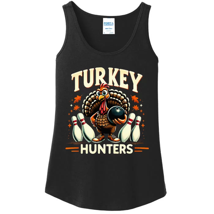 Turkey Hunters Retro Thanksgiving Bowling Lovers Ladies Essential Tank