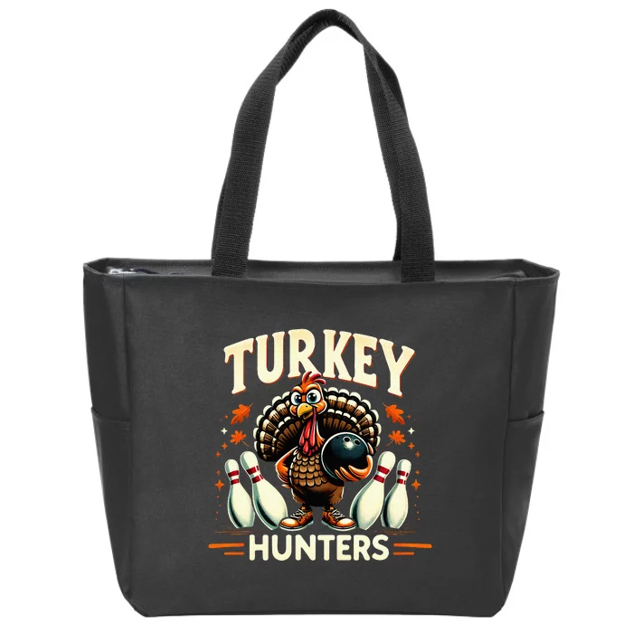 Turkey Hunters Retro Thanksgiving Bowling Lovers Zip Tote Bag