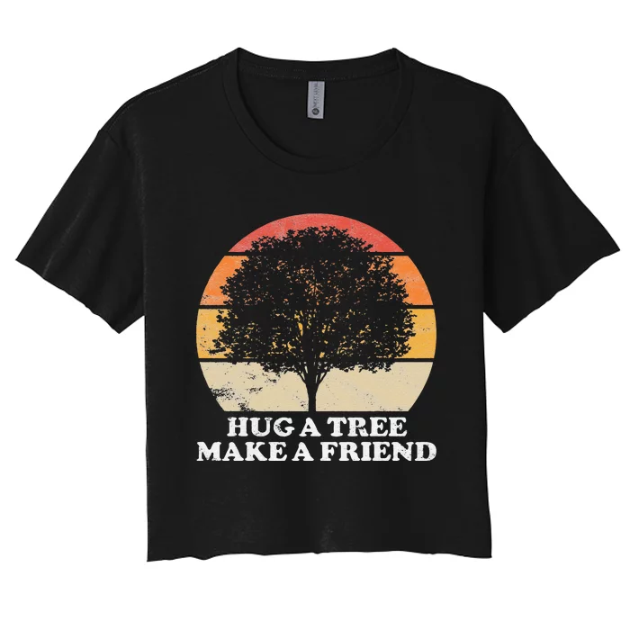 Tree Hugger Retro Environmental Nature Lover Earth Women's Crop Top Tee