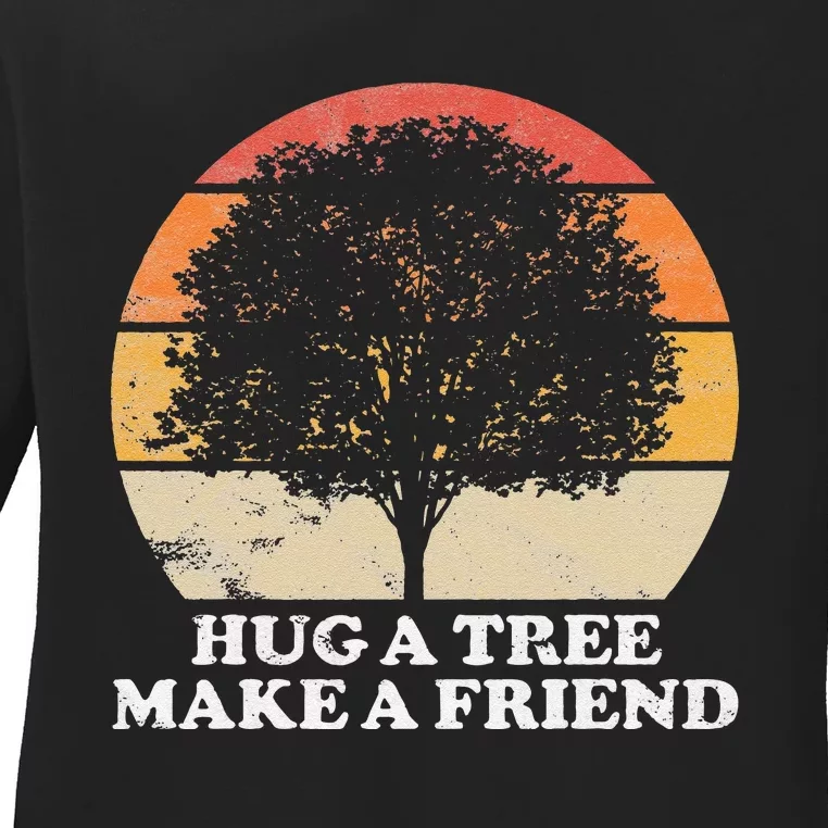 Tree Hugger Retro Environmental Nature Lover Earth Ladies Long Sleeve Shirt