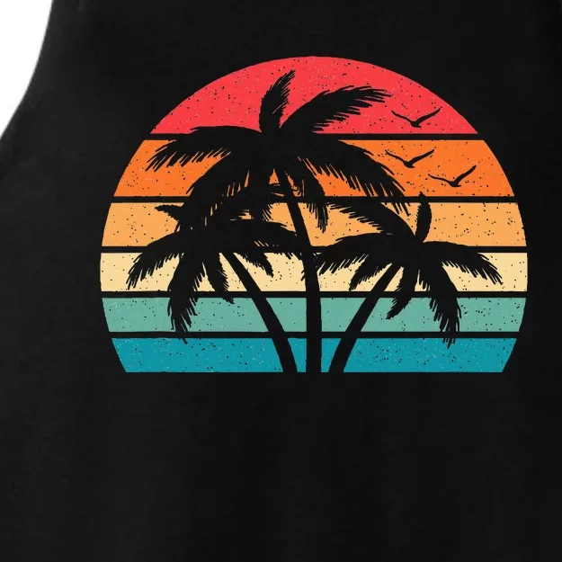 Tropical Hawaiian Retro Palm Tree Sunset Hawaii Beach Ladies Tri-Blend Wicking Tank