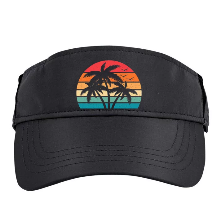 Tropical Hawaiian Retro Palm Tree Sunset Hawaii Beach Adult Drive Performance Visor