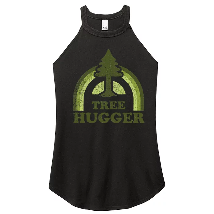 Tree Hugger Retro Environmental Nature Lover Women’s Perfect Tri Rocker Tank