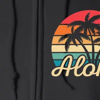 Tropical Hawaiian Retro Palm Tree Sunset Aloha Hawaii Beach Full Zip Hoodie