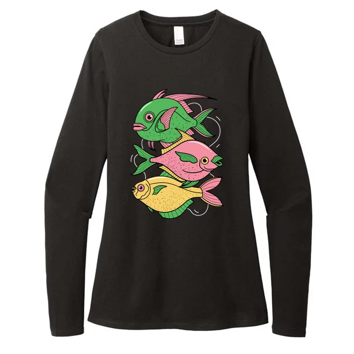 Three Colorful Fishes Womens CVC Long Sleeve Shirt