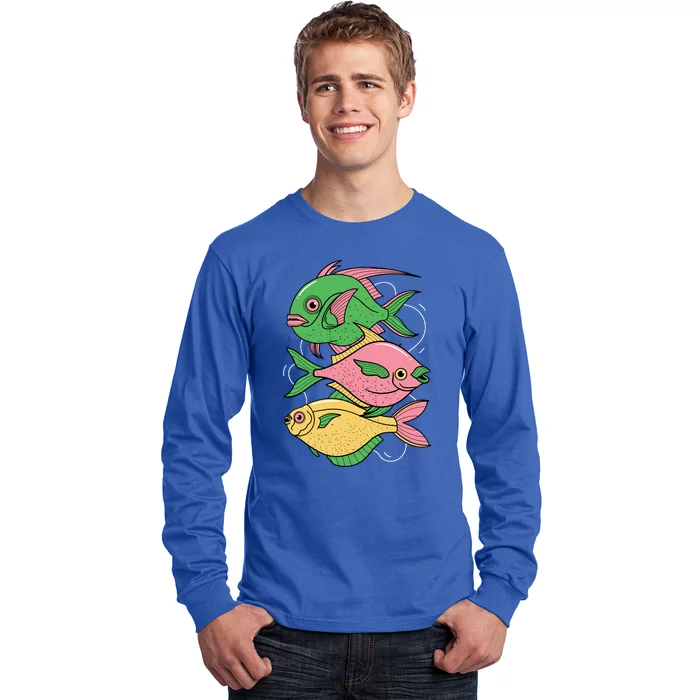 Three Colorful Fishes Long Sleeve Shirt