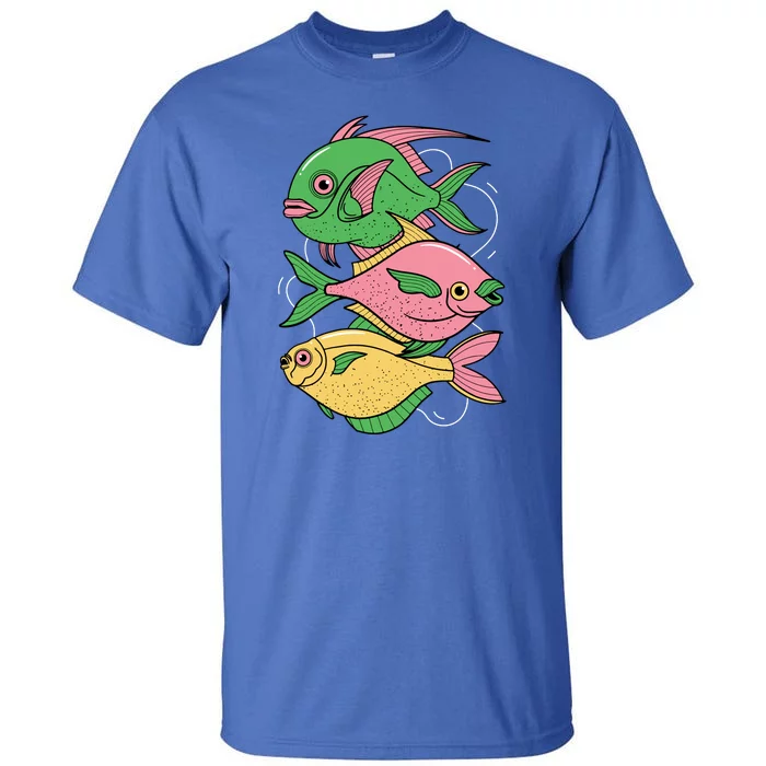 Three Colorful Fishes Tall T-Shirt