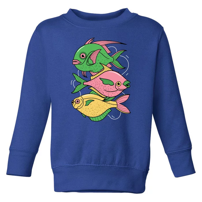 Three Colorful Fishes Toddler Sweatshirt