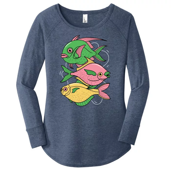 Three Colorful Fishes Women's Perfect Tri Tunic Long Sleeve Shirt